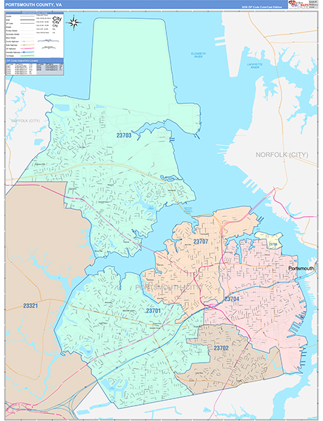 Portsmouth County, VA Zip Code Map
