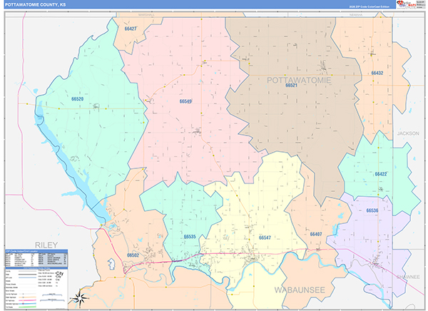 Pottawatomie County, KS Wall Map