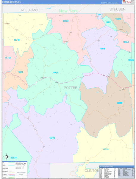 Potter County, PA Wall Map