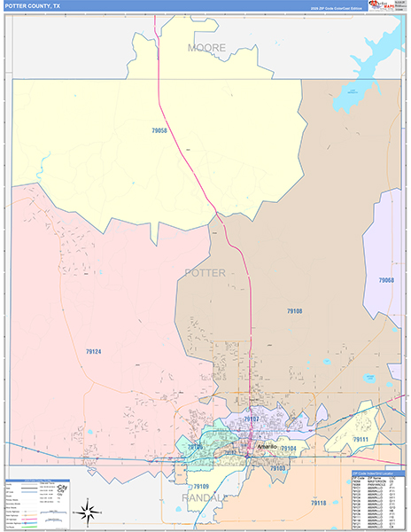 Potter County, TX Zip Code Map
