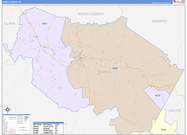 Powell County, KY Zip Code Map
