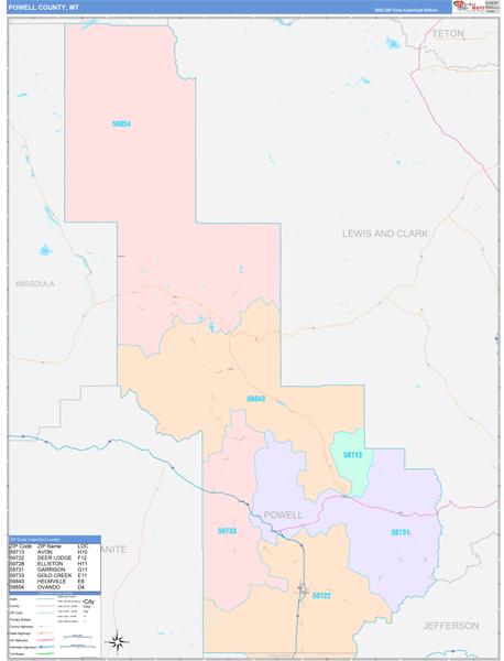 Powell County, MT Zip Code Map