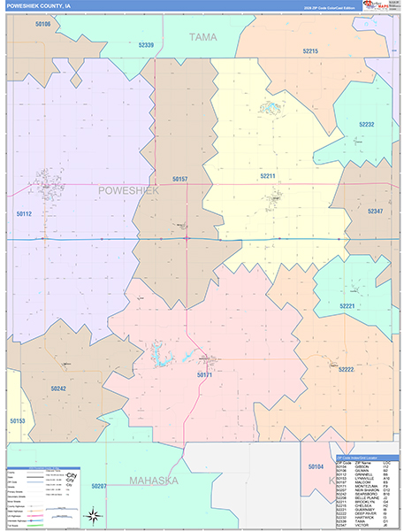 Poweshiek County, IA Zip Code Map