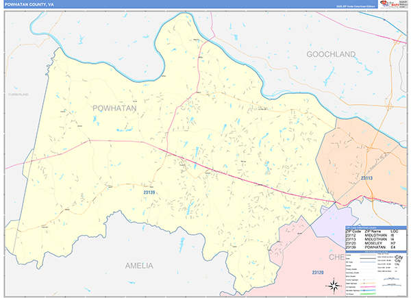 Powhatan County, VA Zip Code Map