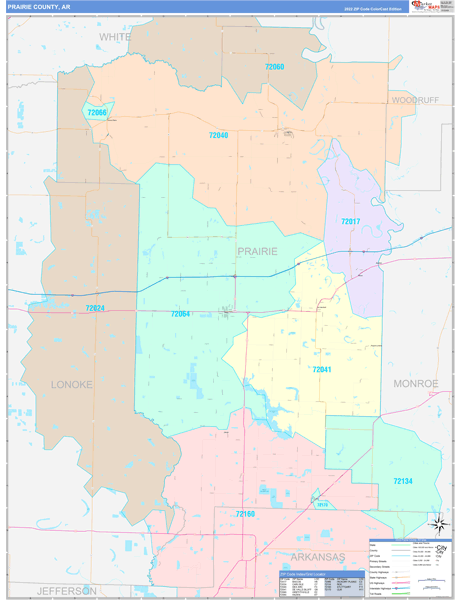 Prairie County, AR Wall Map