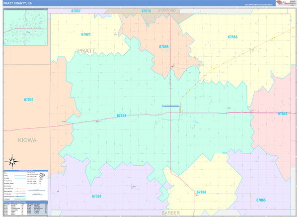 Pratt County, KS Wall Map