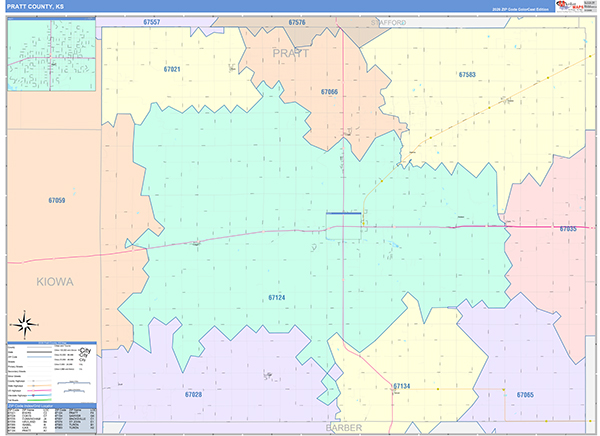 Pratt County, KS Zip Code Map