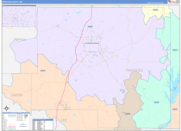 Prentiss County, MS Zip Code Map