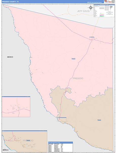 Presidio County, TX Zip Code Map