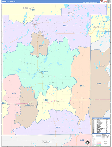 Price County, WI Wall Map