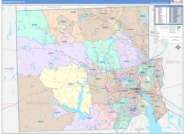 Providence County, RI Zip Code Map