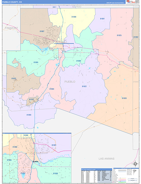 Pueblo County, CO Zip Code Map