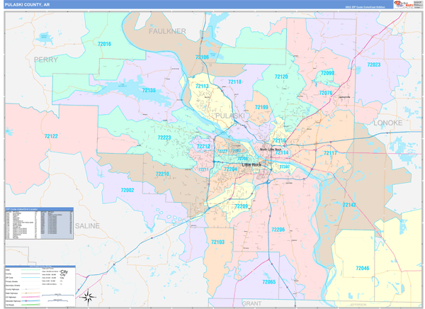 Pulaski County, AR Zip Code Map