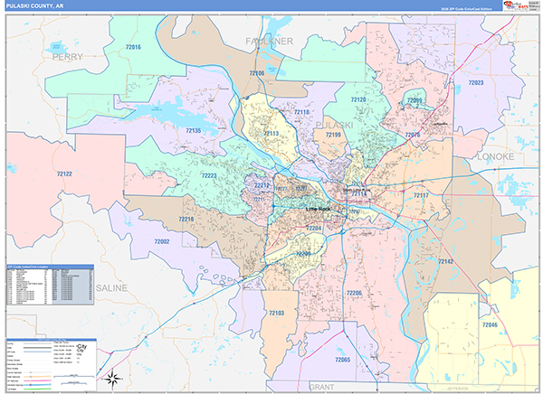 Pulaski County, AR Zip Code Map