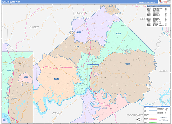 Pulaski County, KY Zip Code Map