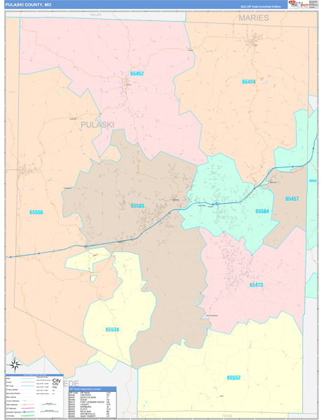 Pulaski County, MO Wall Map