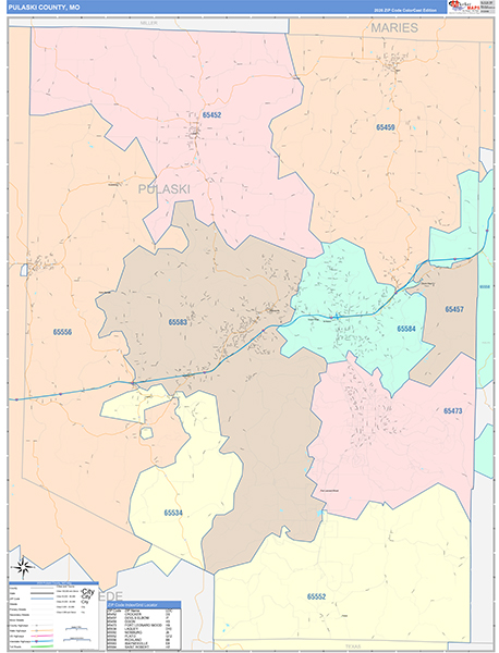 Pulaski County, MO Zip Code Map