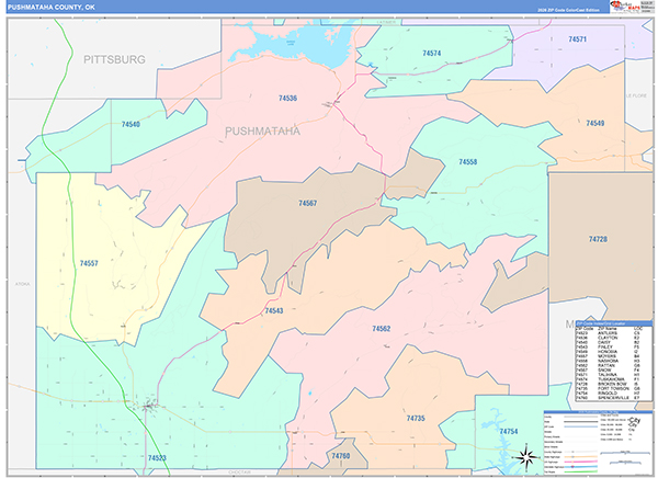 Pushmataha County, OK Zip Code Map