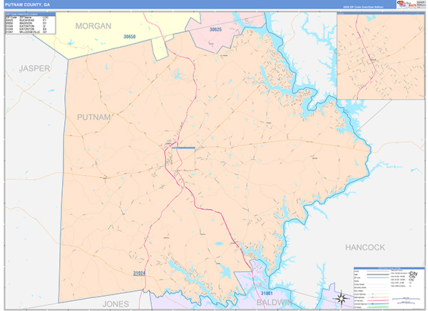 Putnam County, GA Zip Code Map