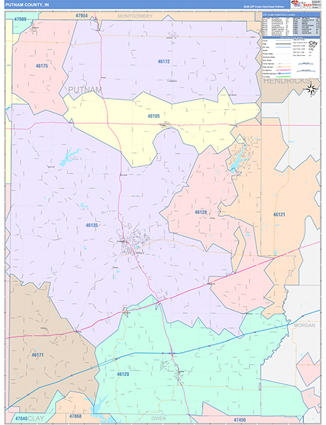 Putnam County, IN Zip Code Map