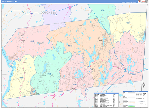 Putnam County, NY Zip Code Map