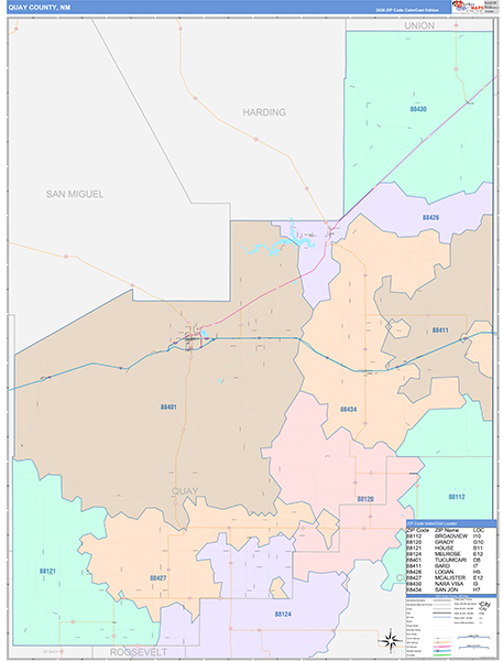 Quay County, NM Zip Code Map