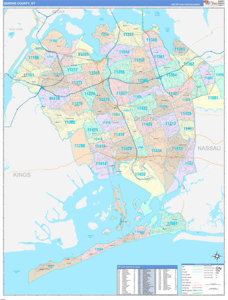 Queens County, NY Zip Code Map