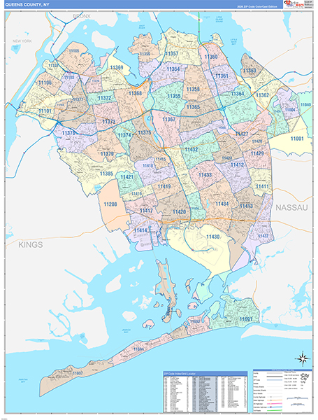 Queens County, NY Zip Code Map