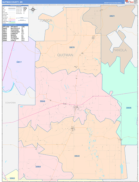 Quitman County, MS Zip Code Map