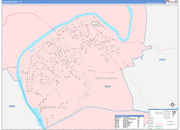 Radford County, VA Wall Map