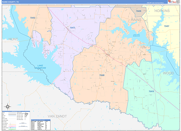 Rains County, TX Zip Code Map