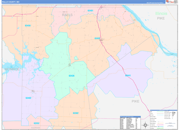 Ralls County, MO Zip Code Map
