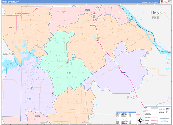 Ralls County, MO Map Color Cast Style