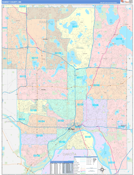 Ramsey County, MN Zip Code Map