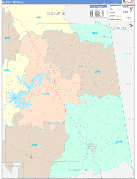 Randolph County, AL Zip Code Map