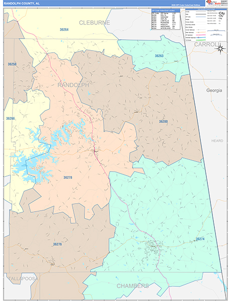 Randolph County, AL Zip Code Map