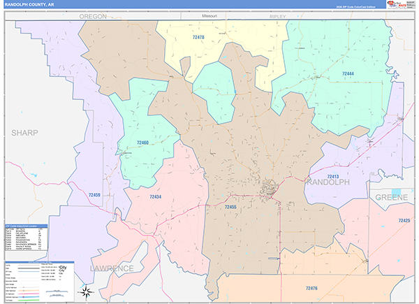 Randolph County, AR Zip Code Map