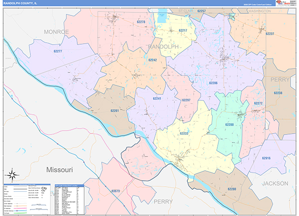 Randolph County, IL Zip Code Map