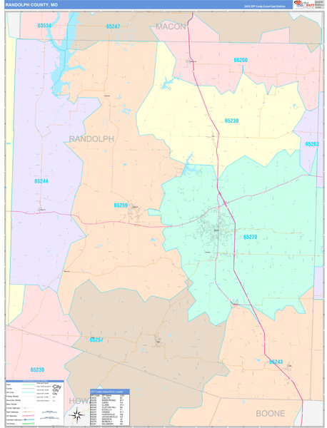Randolph County, MO Zip Code Map