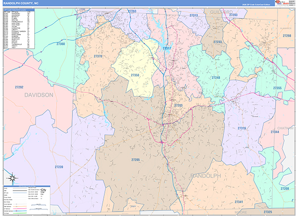 Randolph County, NC Zip Code Map