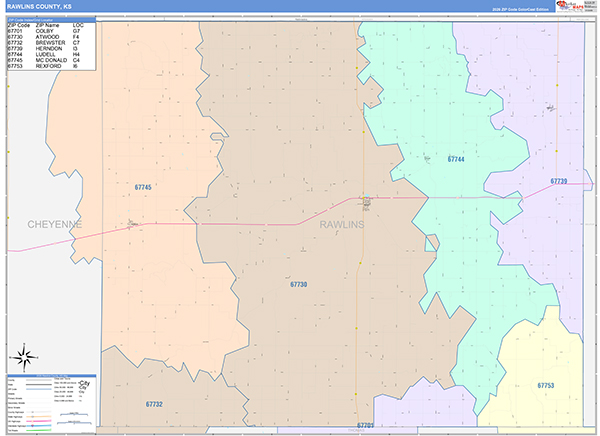 Rawlins County, KS Zip Code Map