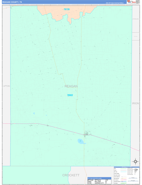 Reagan County, TX Zip Code Map