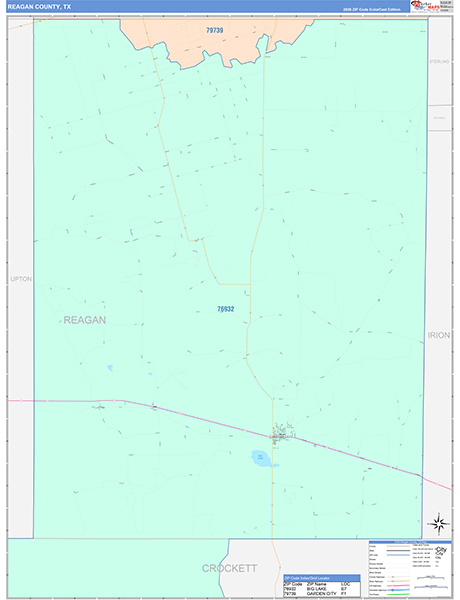 Reagan County, TX Zip Code Map