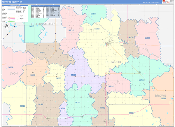 Redwood County, MN Zip Code Map