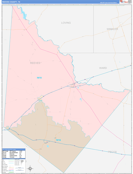 Reeves County, TX Wall Map