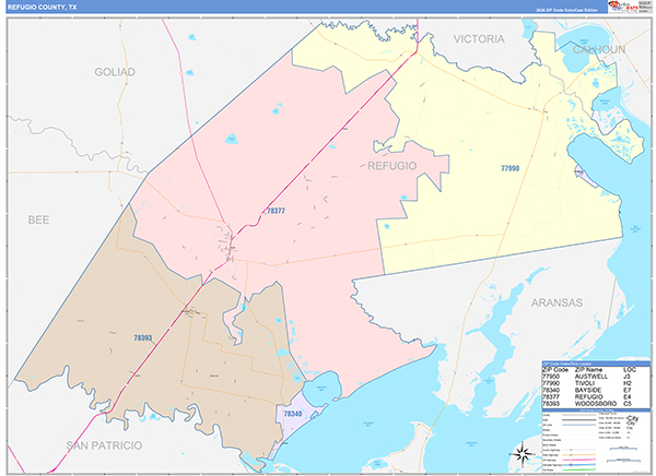 Refugio County, TX Wall Map