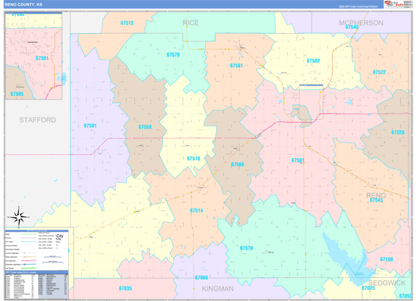 Reno County, KS Wall Map