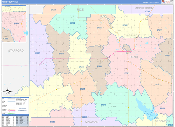 Reno County, KS Wall Map