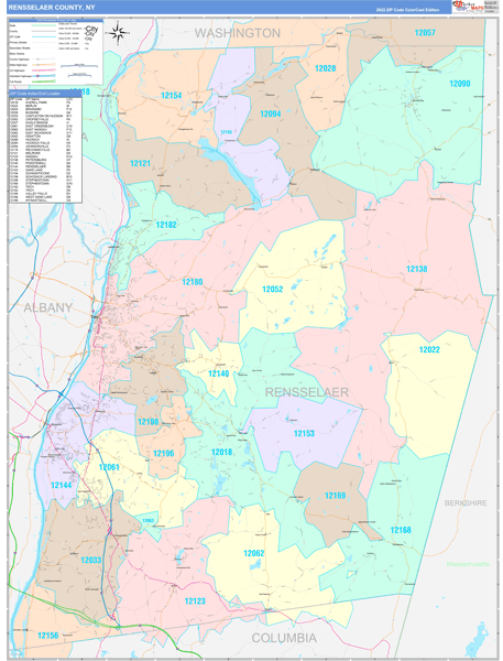 Rensselaer County, NY Zip Code Map