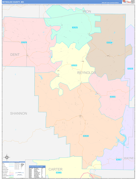 Reynolds County, MO Zip Code Map